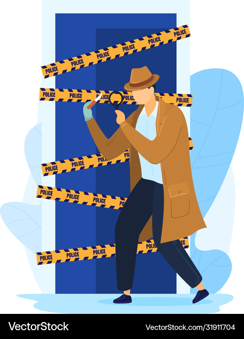 Detective male character work militia man hold Detective male character work militia man hold vector image