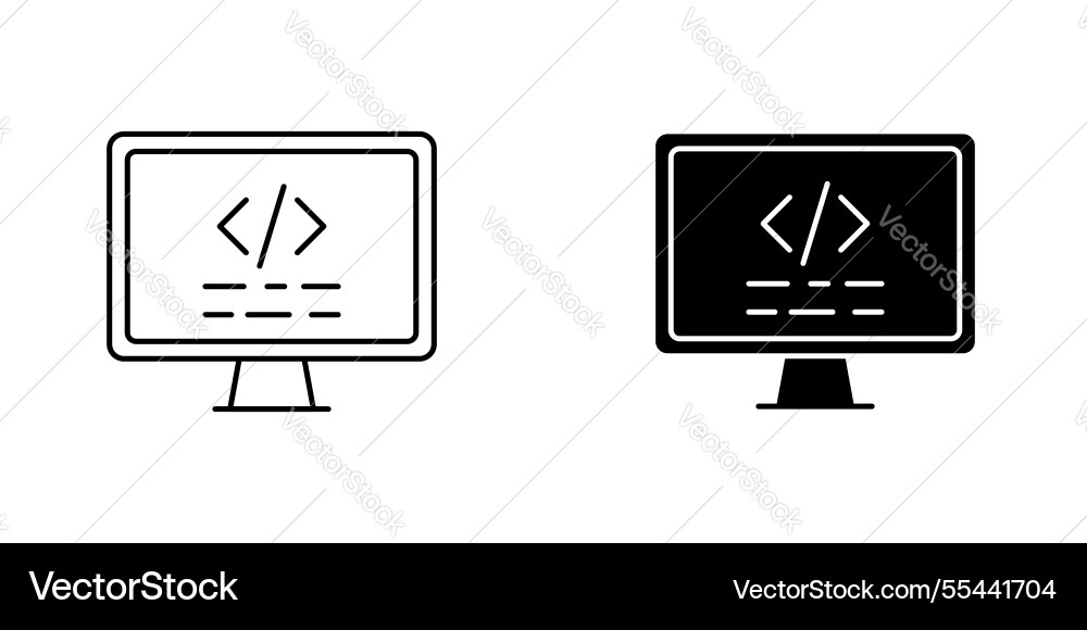 Display code icon symbol collection on white Vector Image