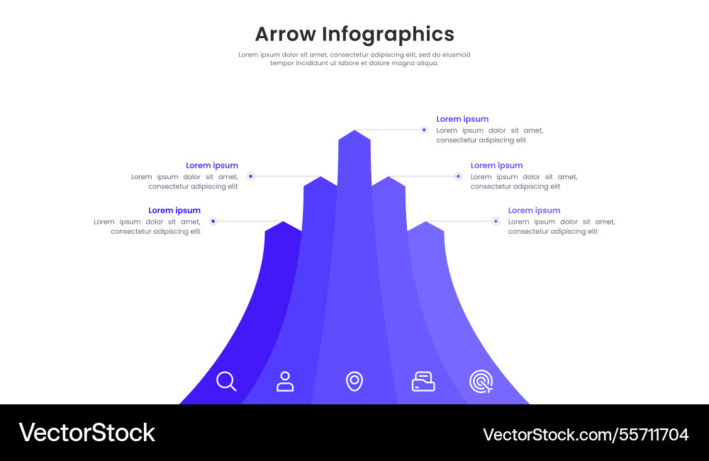Five arrows infographic elements template design Vector Image