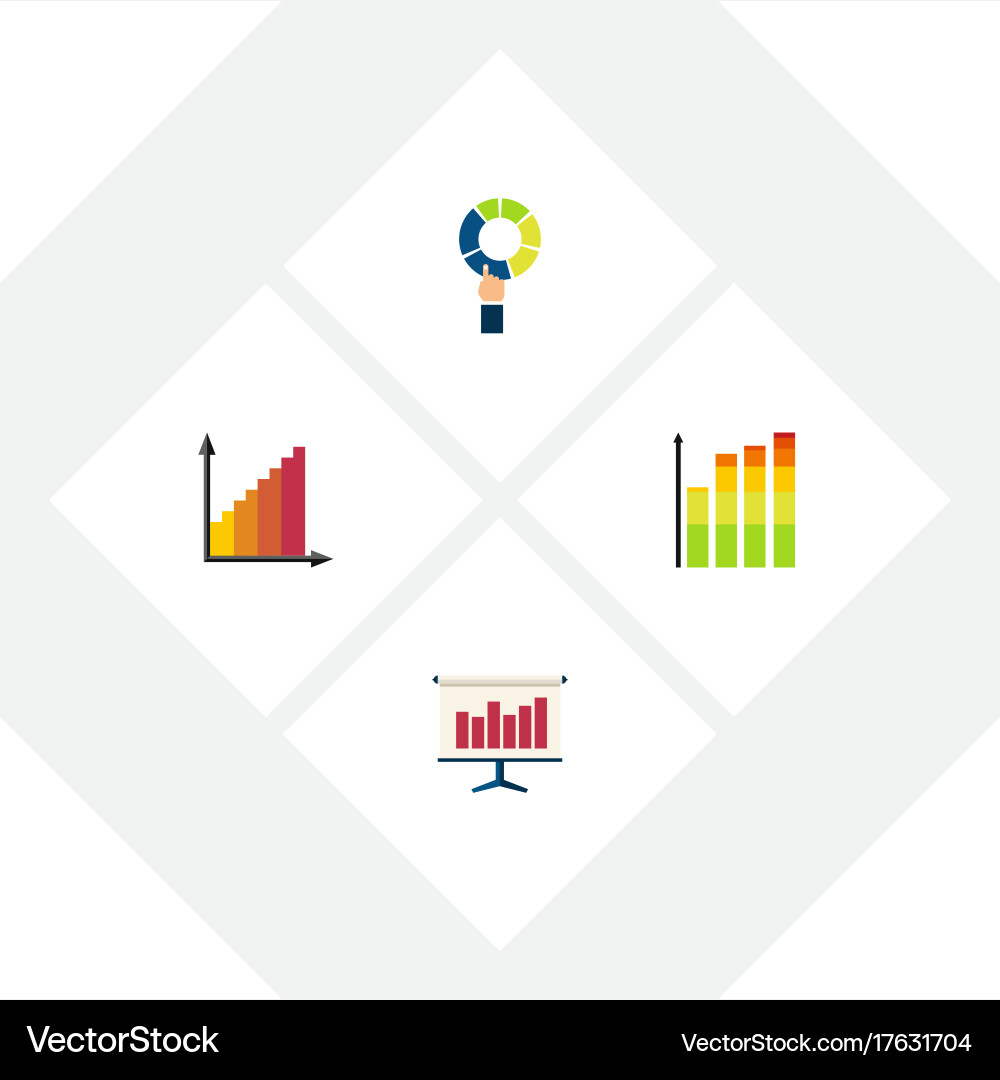 Flat icon graph set of pie bar monitoring vector image