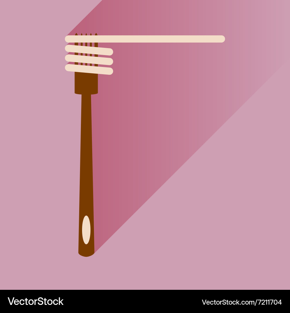 Flat icon with long shadow spaghetti on fork Vector Image