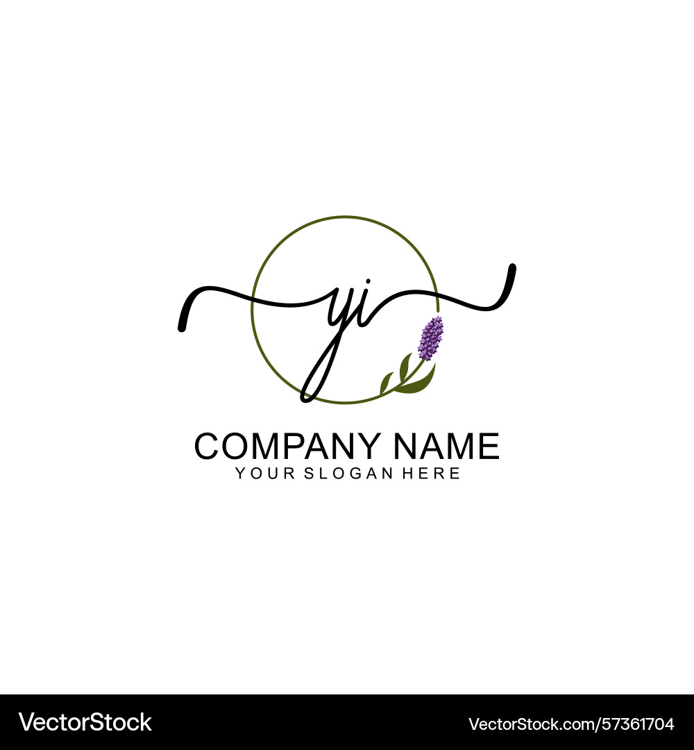 Handwritten yi initial logo with circle Handwritten yi initial logo with circle vector image