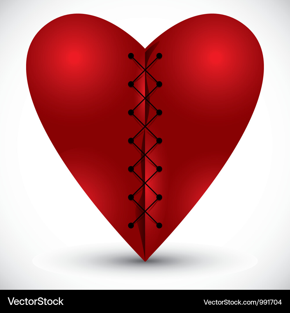 Heart cross linked with a thread Vector Image