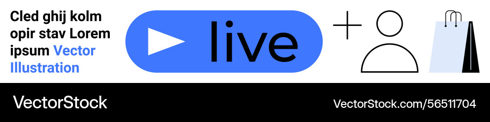 Live streaming button with user icon shopping bag Live streaming button with user icon shopping bag vector image