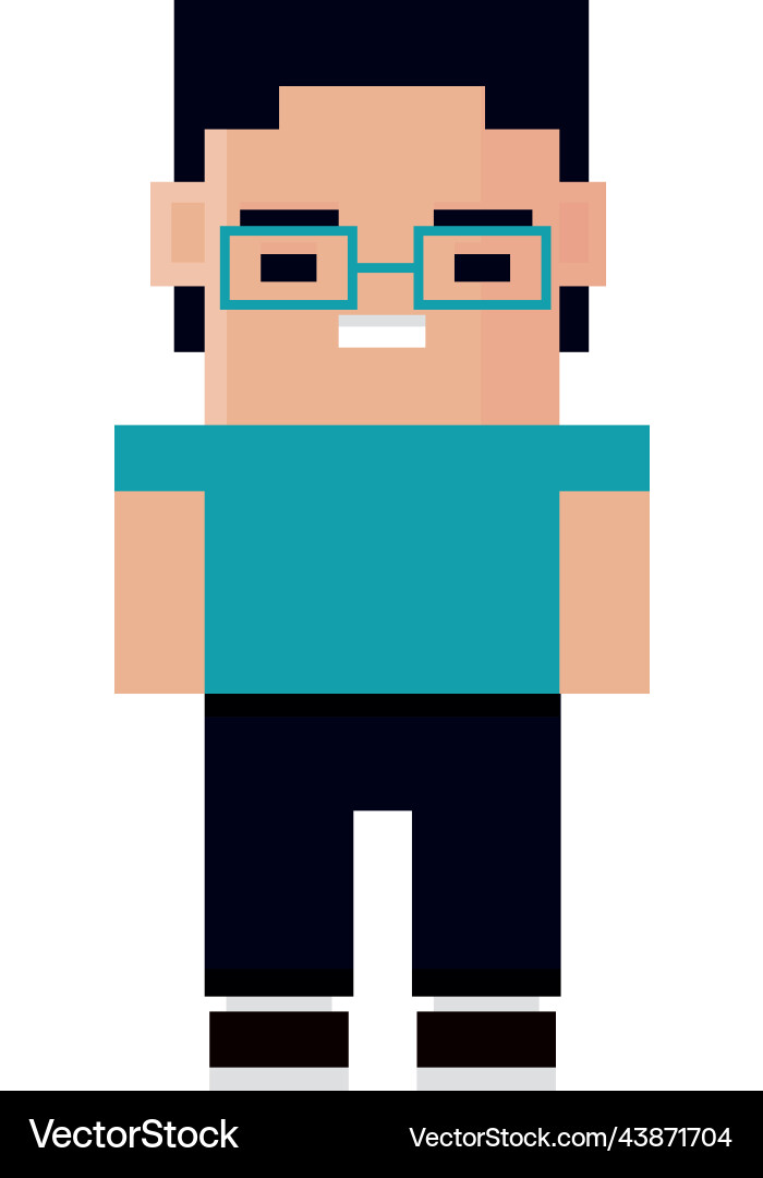 Nerd man pixel 8 bit Vector Image