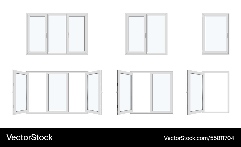 Panoramic windows with plastic frames Panoramic windows with plastic frames vector image