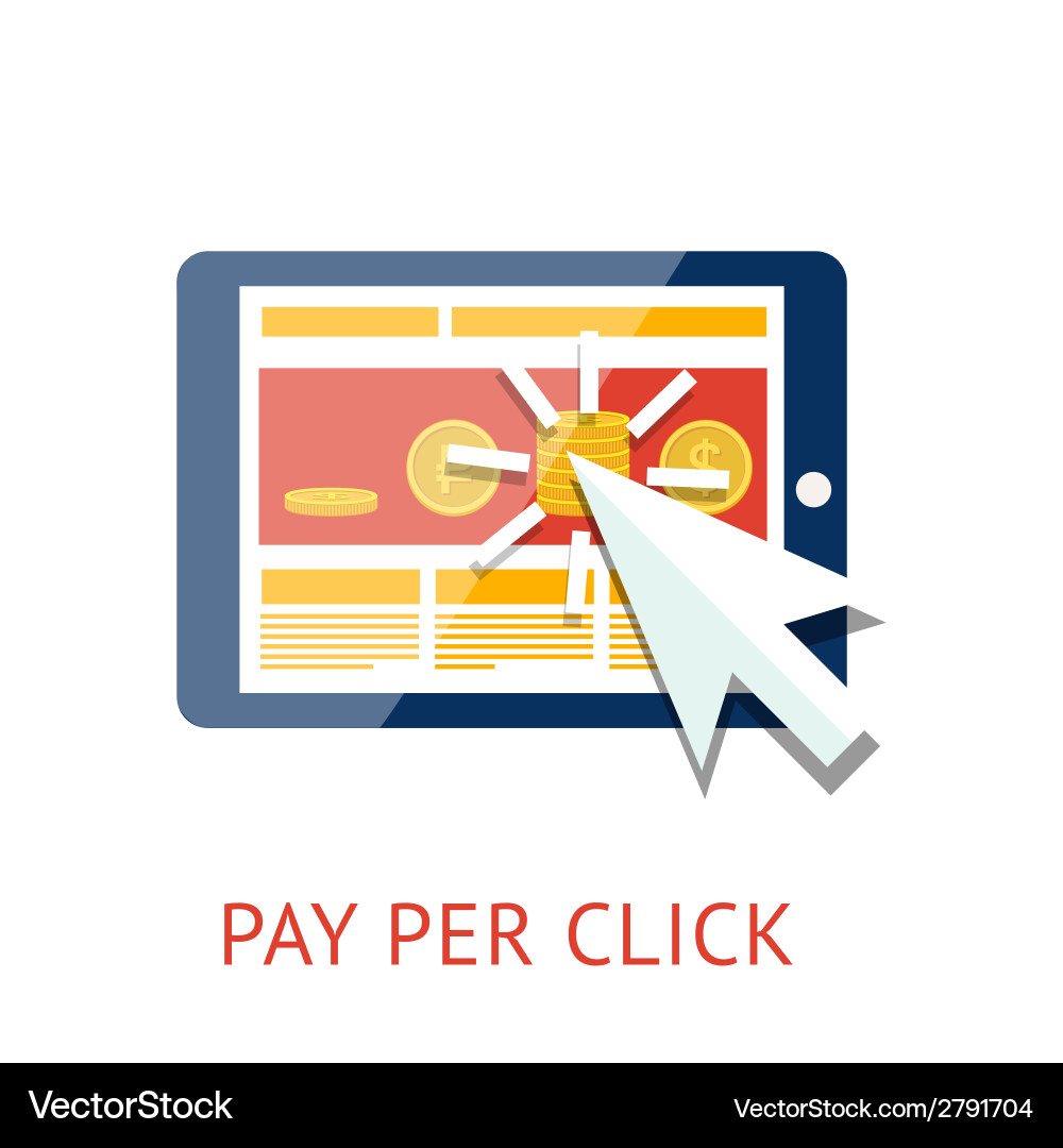 Pay per click with tablet vector image