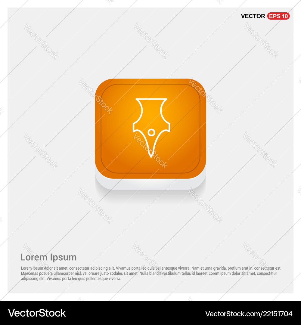 Pen nib icon orange abstract web button Vector Image
