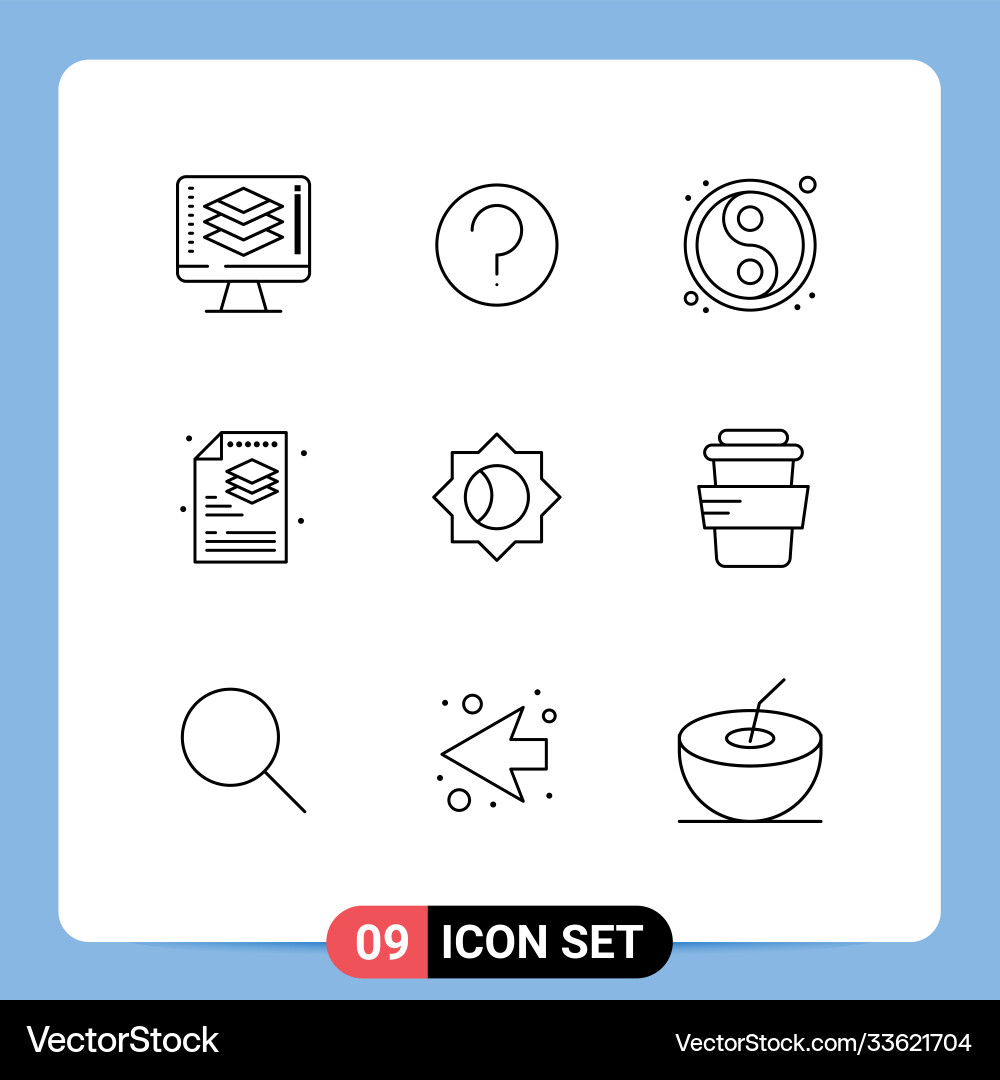Pictograph set 9 simple outlines basic file Vector Image