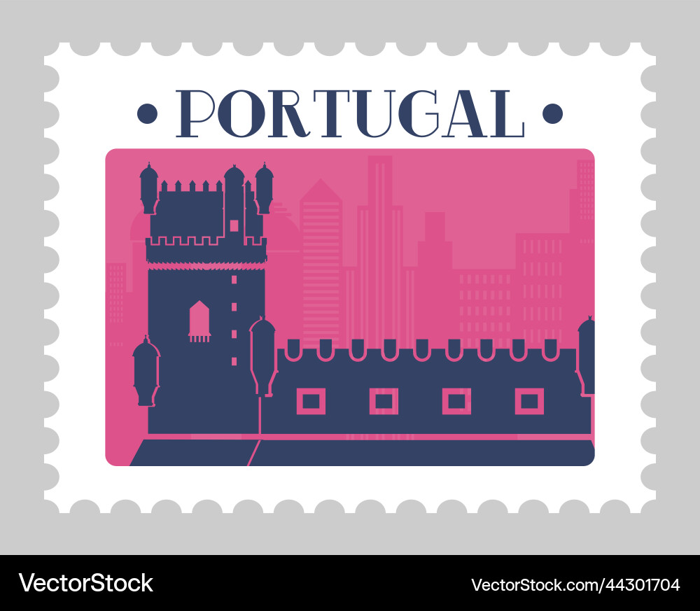 Portugal post mark or postal card with landmark vector image