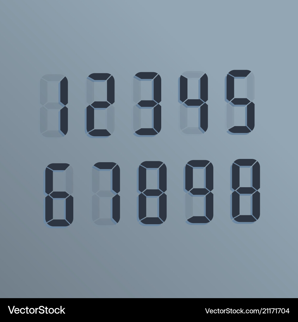 Realistic Digital Numbers Display Vector Image