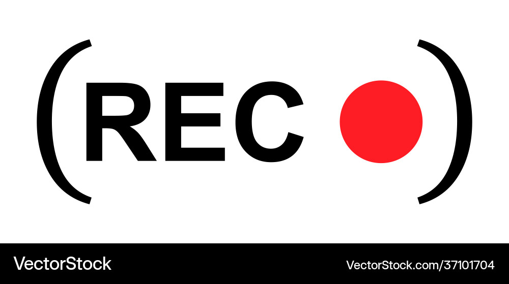 Recording sign button red app panel rec symbol Recording sign button red app panel rec symbol vector image