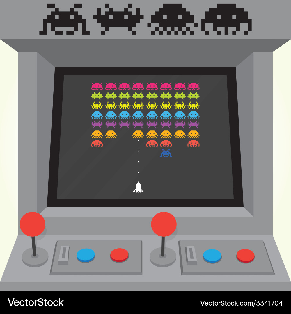 Retro Arcade Invaders Machine vector image