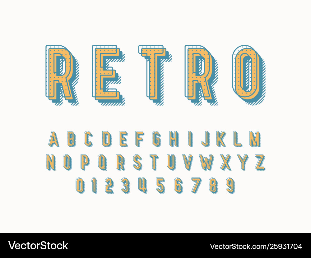 Retro Schriftart und Alphabet Stock Retro Schriftart und Alphabet Stock vektorbild