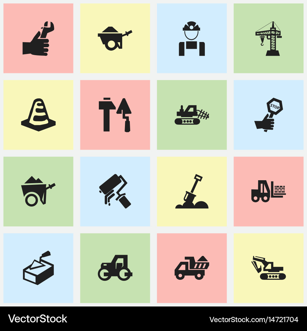Set of 16 editable structure icons includes vector image