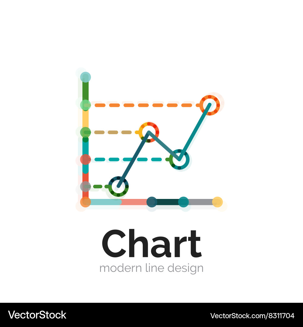 Thin line chart logo design graph icon modern Vector Image