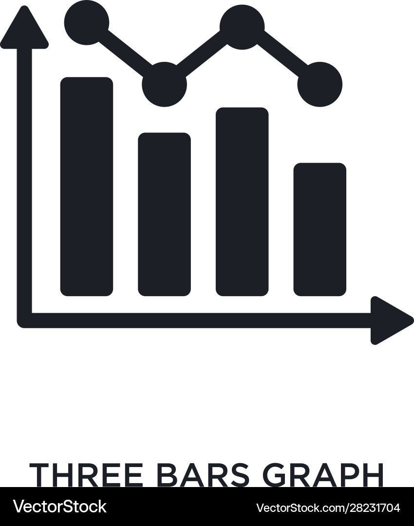 Three bars graph isolated icon simple element Vector Image