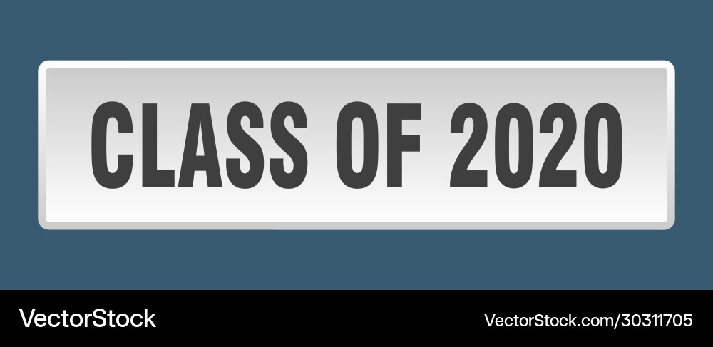 Class 2020 button square white Vector Image