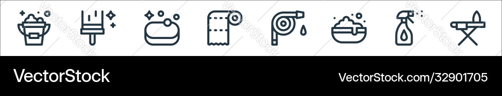 Cleaning line icons linear set quality Cleaning line icons linear set quality vector image