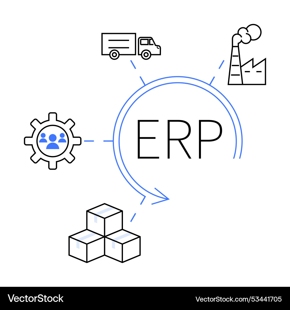 Conceptual diagram of erp system integration Conceptual diagram of erp system integration Vector Image