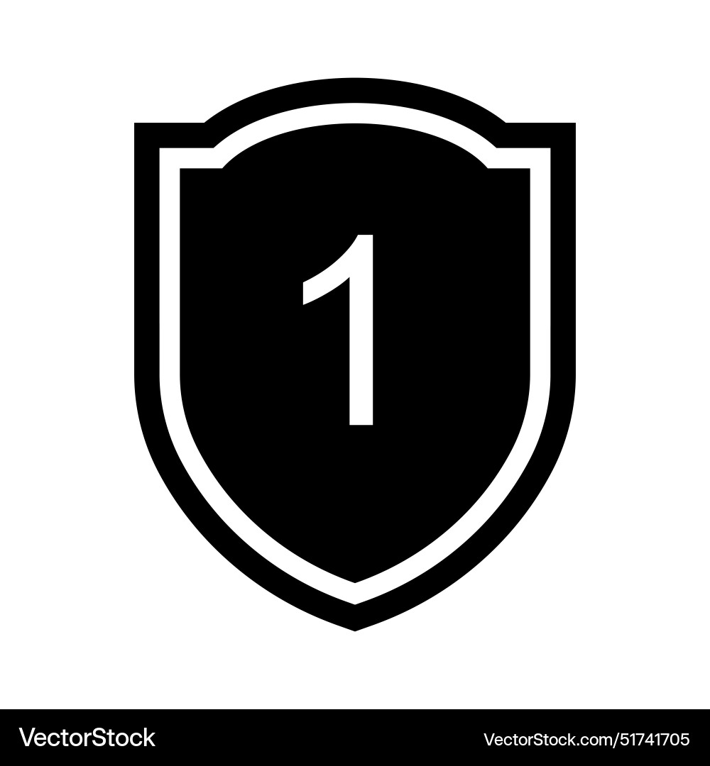 Design icon of the number 1 in a shield Design icon of the number 1 in a shield Vector Image