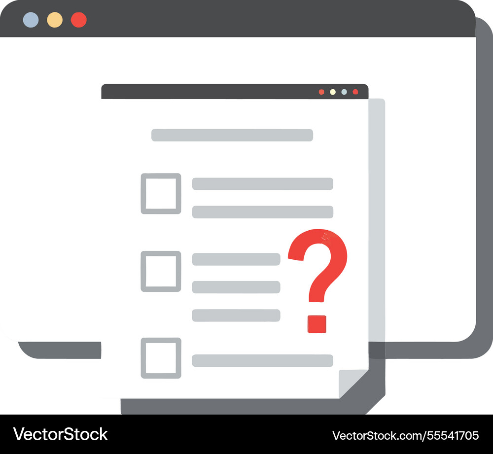 Digital interface displaying a question mark over Digital interface displaying a question mark over vector image