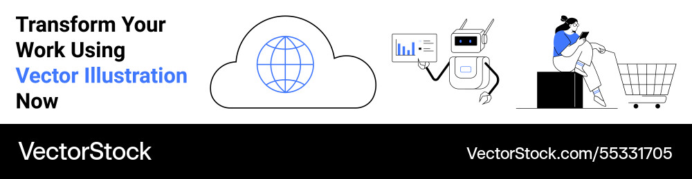 Digital workflow with cloud technology ai vector image