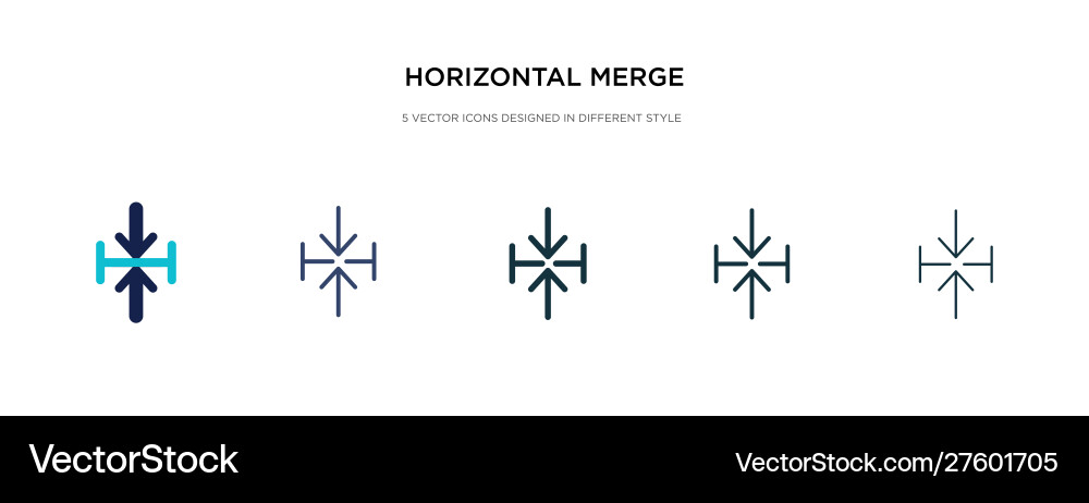 Horizontal merge icon in different style two vector image