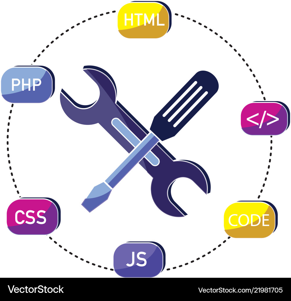 Industry equipments and data programing code Industry equipments and data programing code vector image