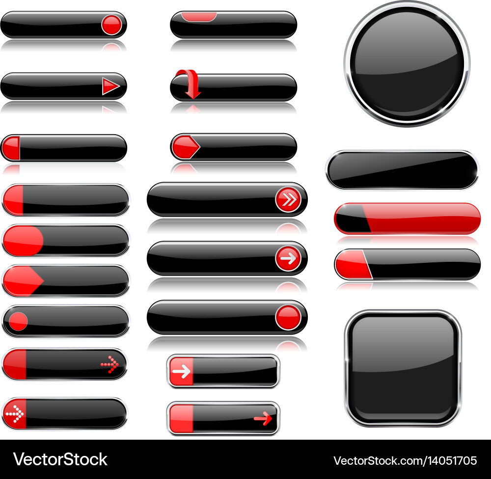 Modern Red and Black Menu Buttons Vector Image