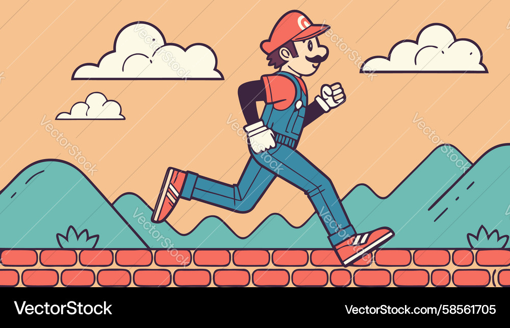 Retro Platformer Character Running Vector Image