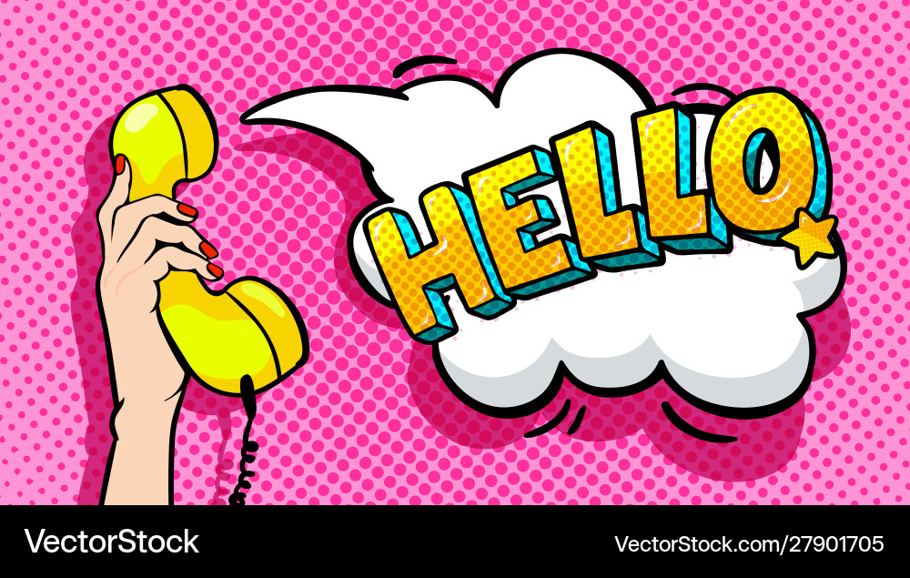 Retro Pop Telefon Kommunikation vektorbild