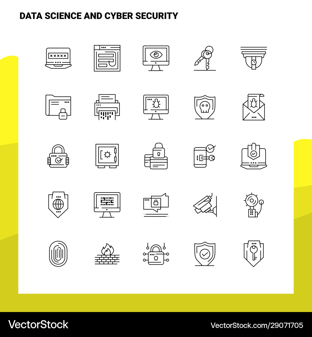 Set data science and cyber security line icon Set data science and cyber security line icon vector image