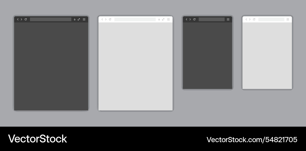 Web browser window light and dark template Web browser window light and dark template vector image