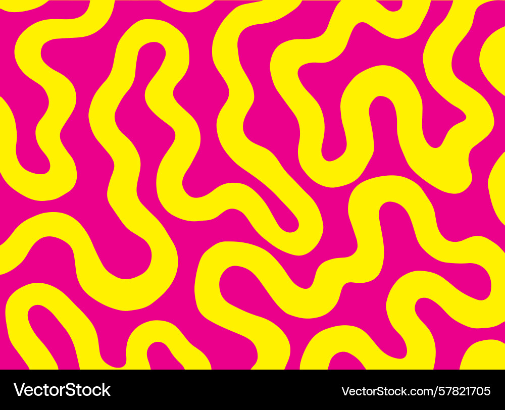 Yellow wavy line pattern on pink background Vector Image