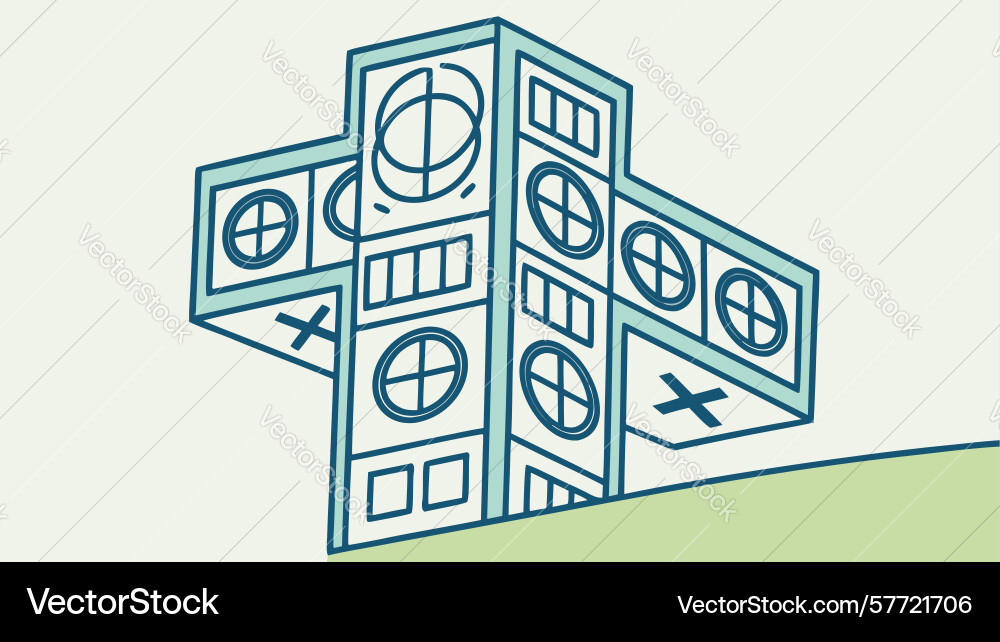 Abstract modular geometric blocks system design vector image