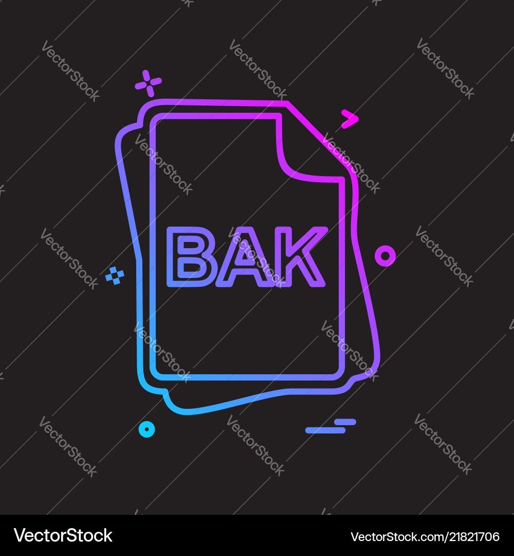 Bak file type icon design Bak file type icon design vector image