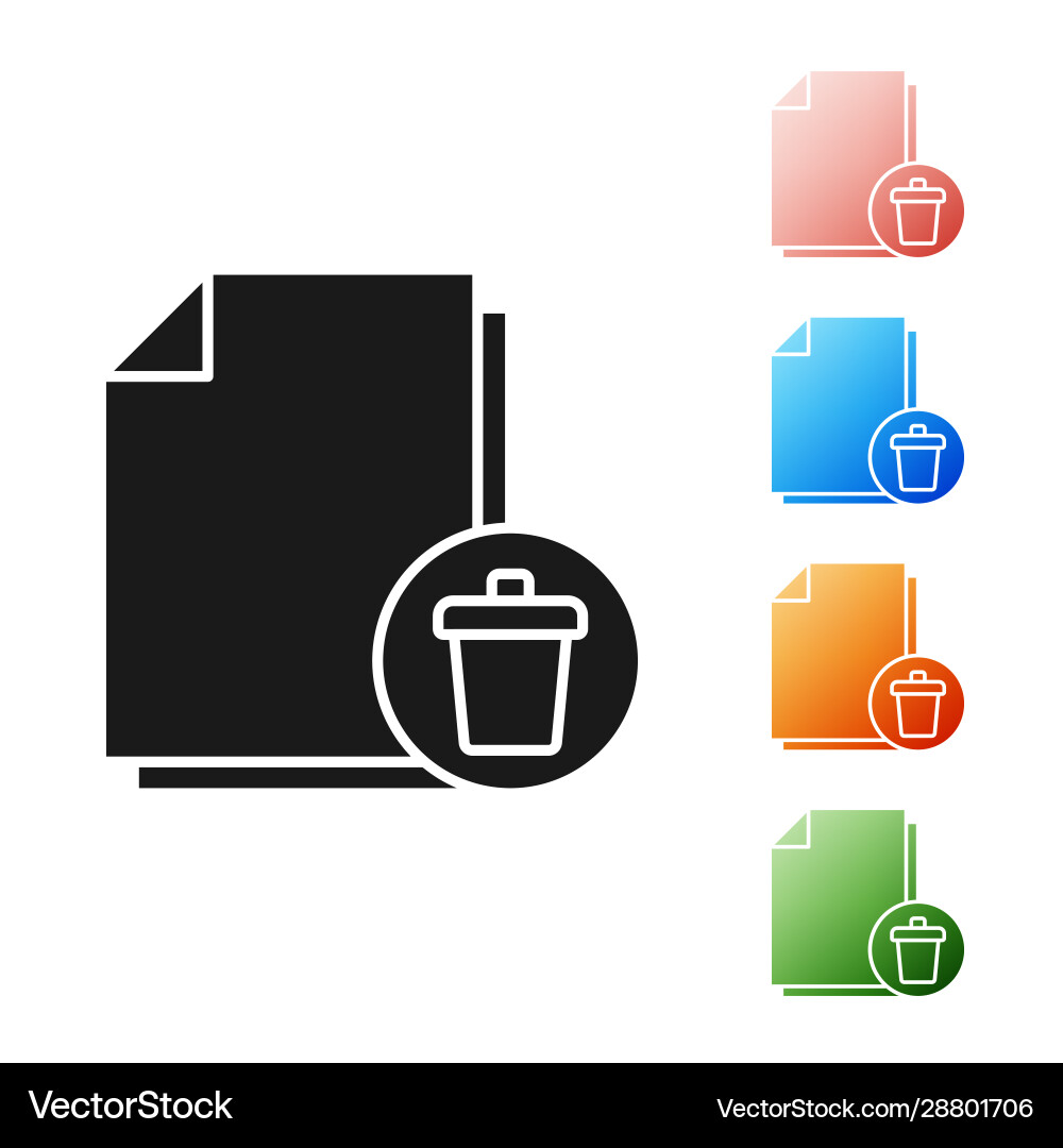 Black delete file document icon isolated on white Black delete file document icon isolated on white vector image