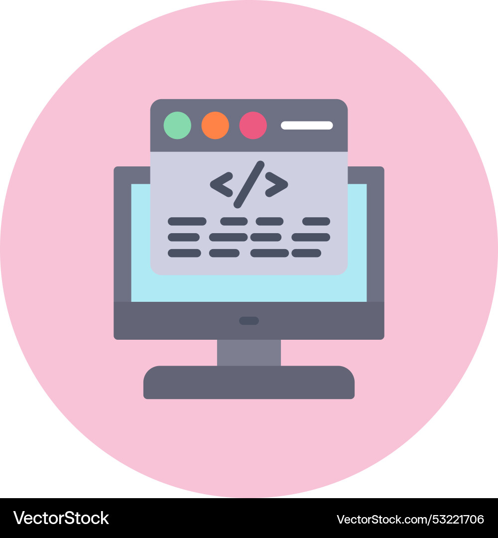 Coding flat circle icon Vector Image