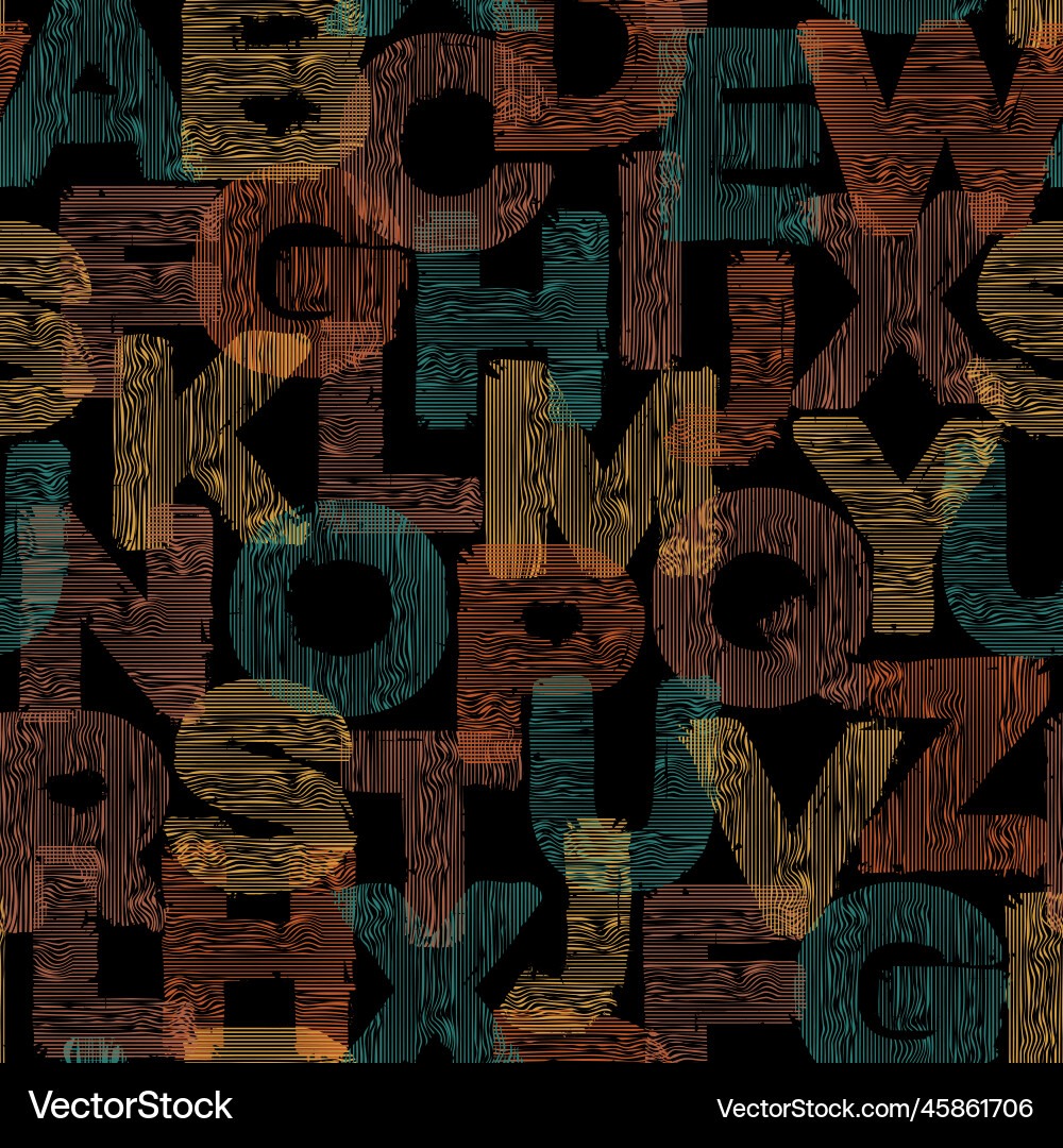Colored seamless pattern of english letters Colored seamless pattern of english letters Vector Image