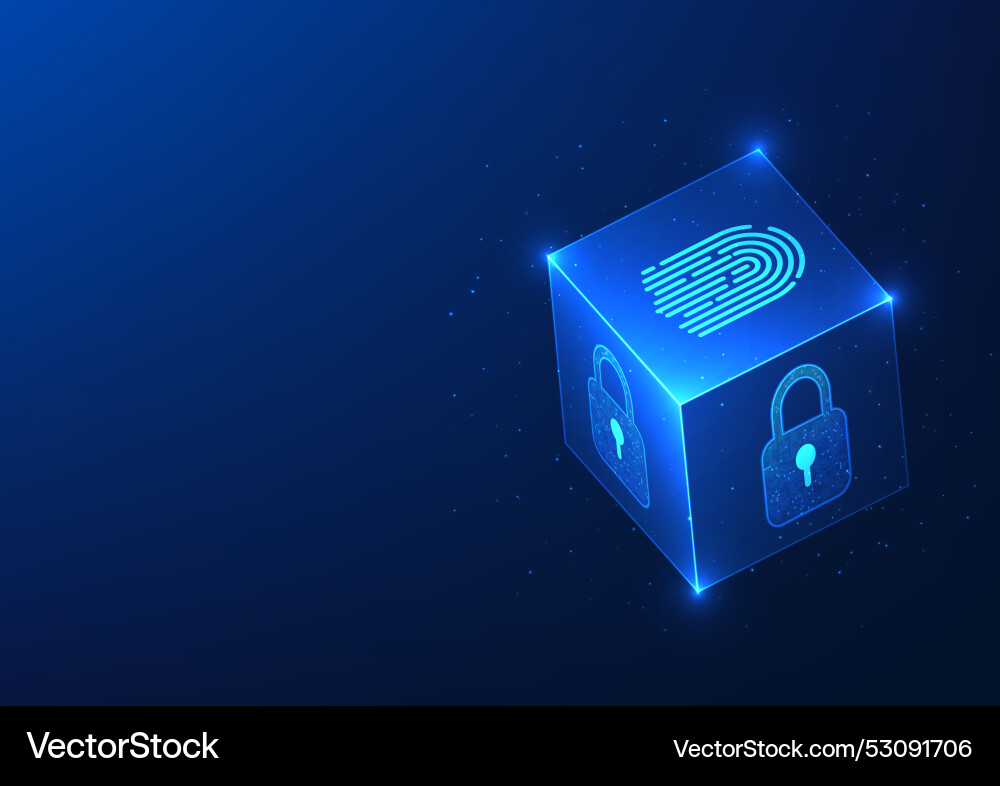 Data security technology cube box with lock Data security technology cube box with lock vector image