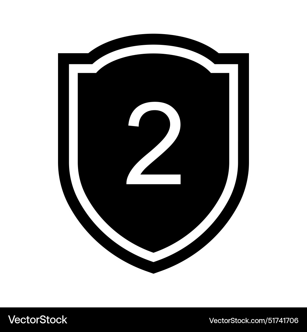 Design icon of the number 2 in a shield Vector Image