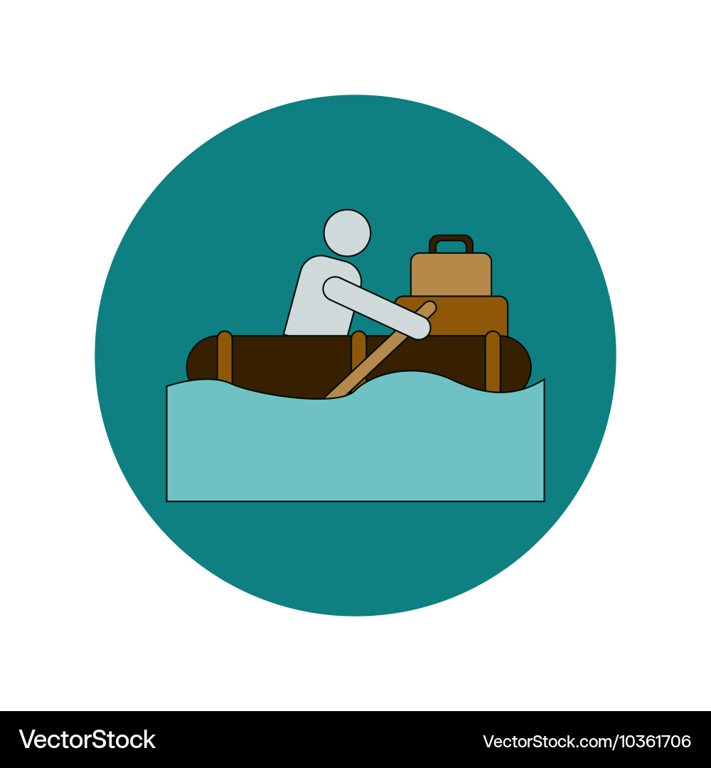 In flat design of man on raft vector image