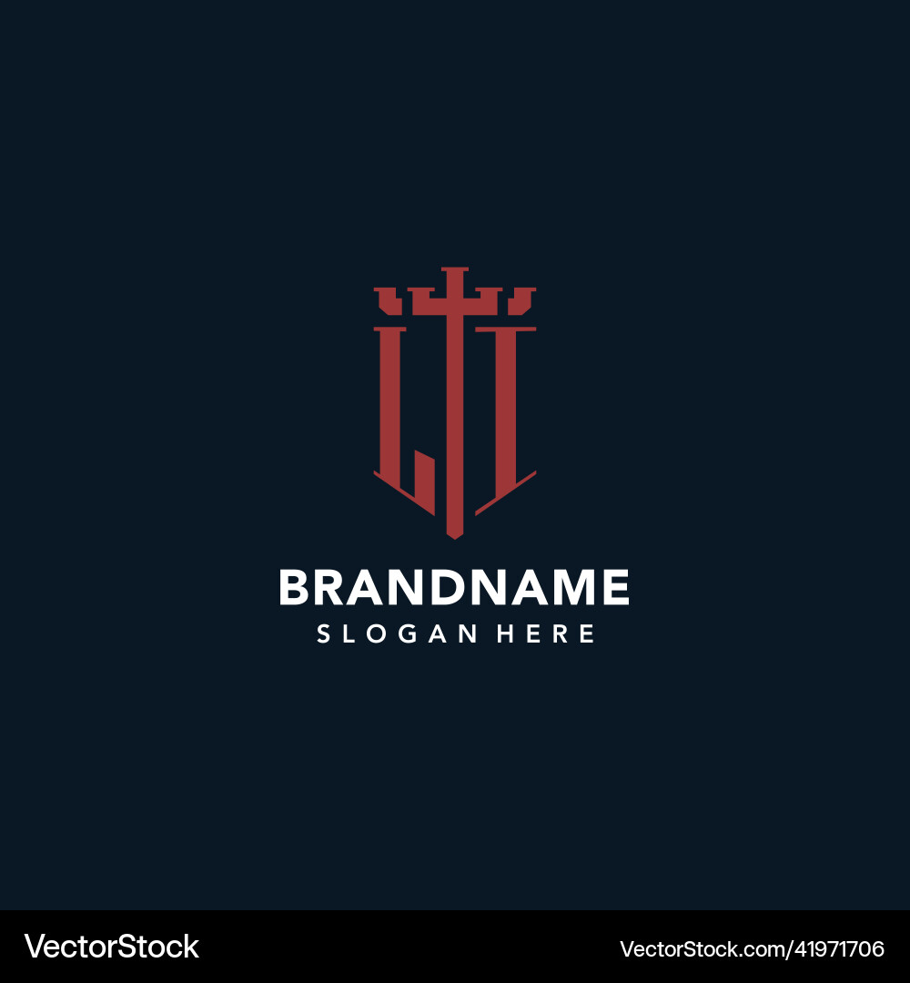 Li initial monogram logos with sword and shield Li initial monogram logos with sword and shield Vector Image