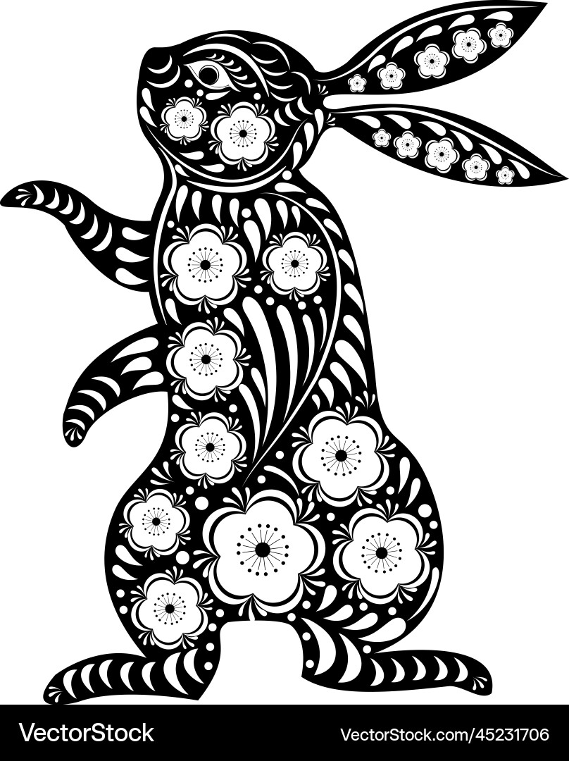 Rabbit paper cut on white backgroundchinese – Royalty-Free Vector