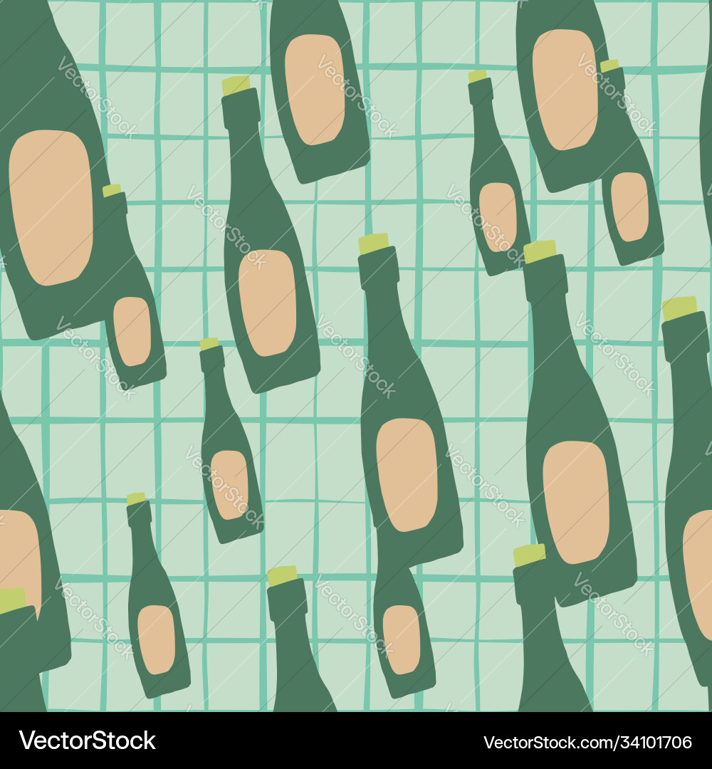 Random seamless pattern with alcohol bottles Random seamless pattern with alcohol bottles Vector Image