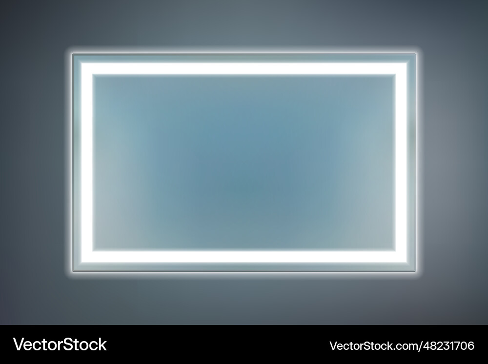 Rectangular mirror with built-in white led Rectangular mirror with built-in white led vector image