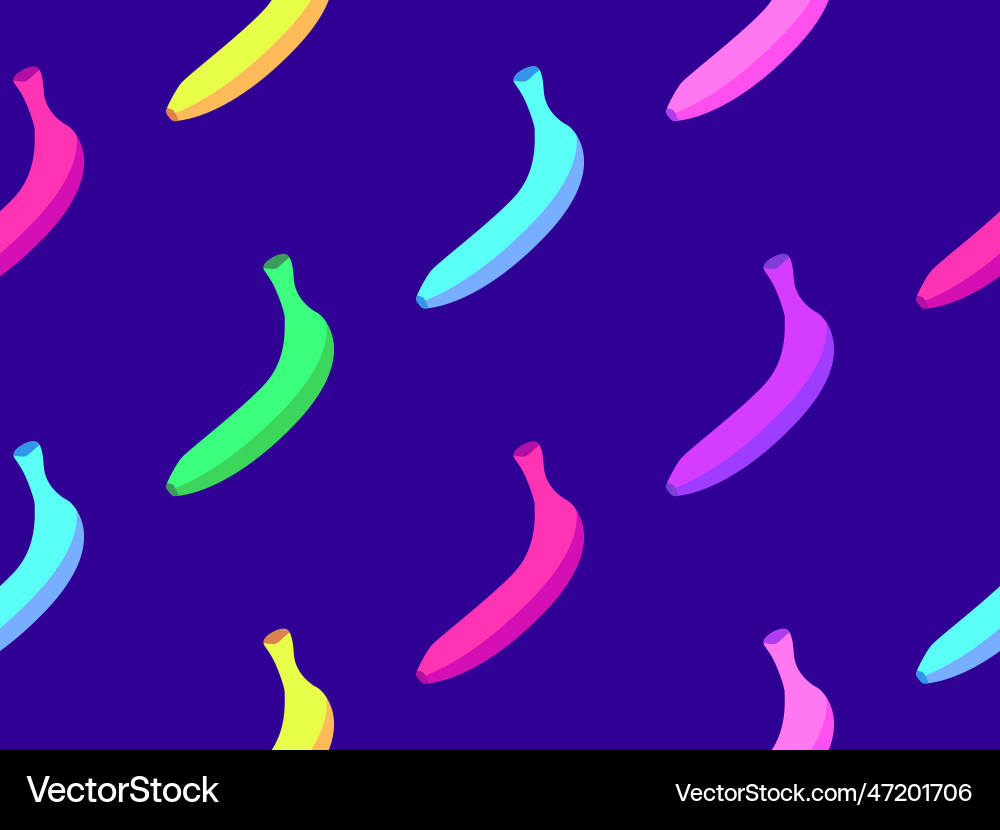 Seamless pattern with colorful bananas on a dark Seamless pattern with colorful bananas on a dark vector image