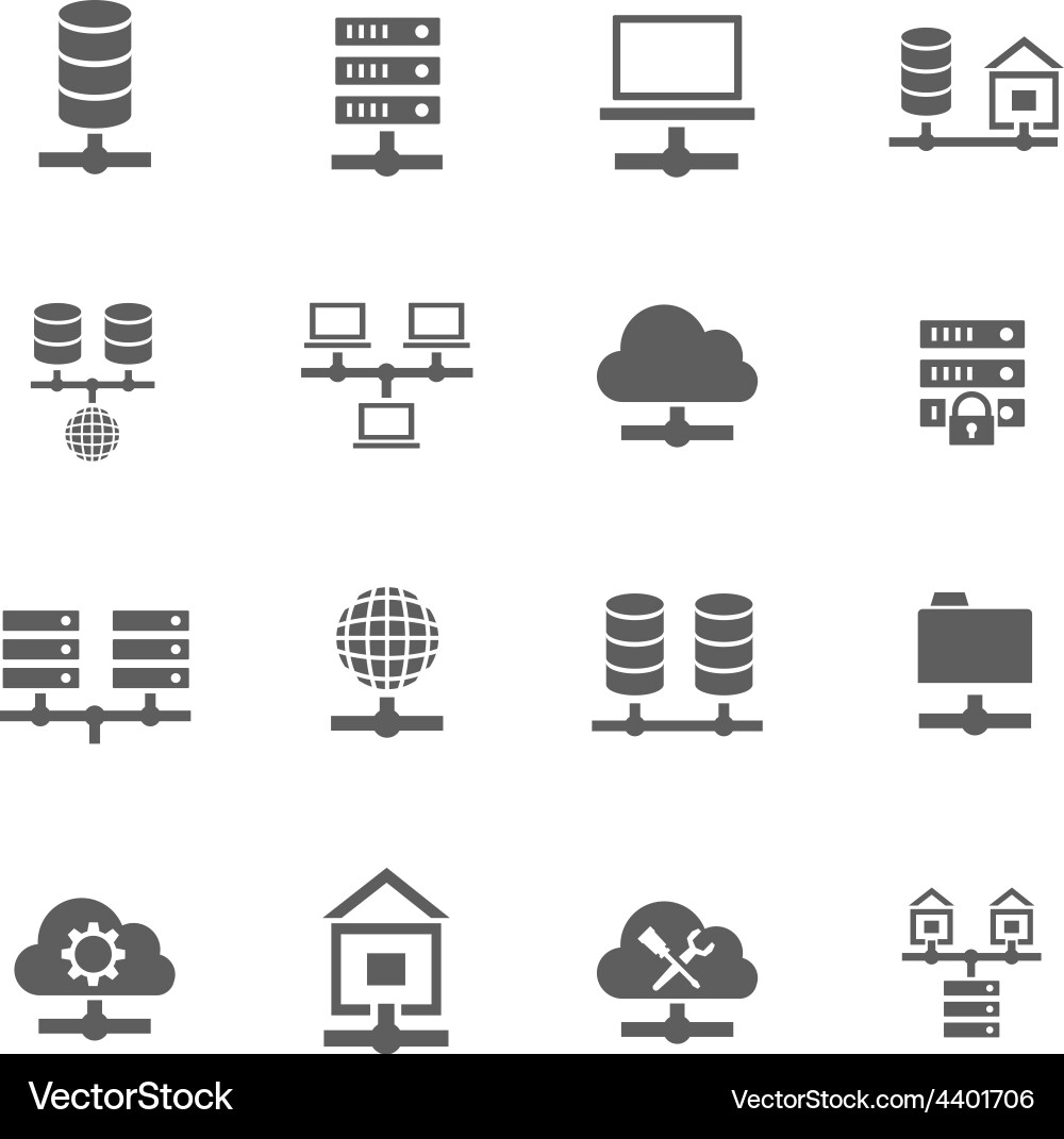 Server Data Icons - Hosting & Databases vector image