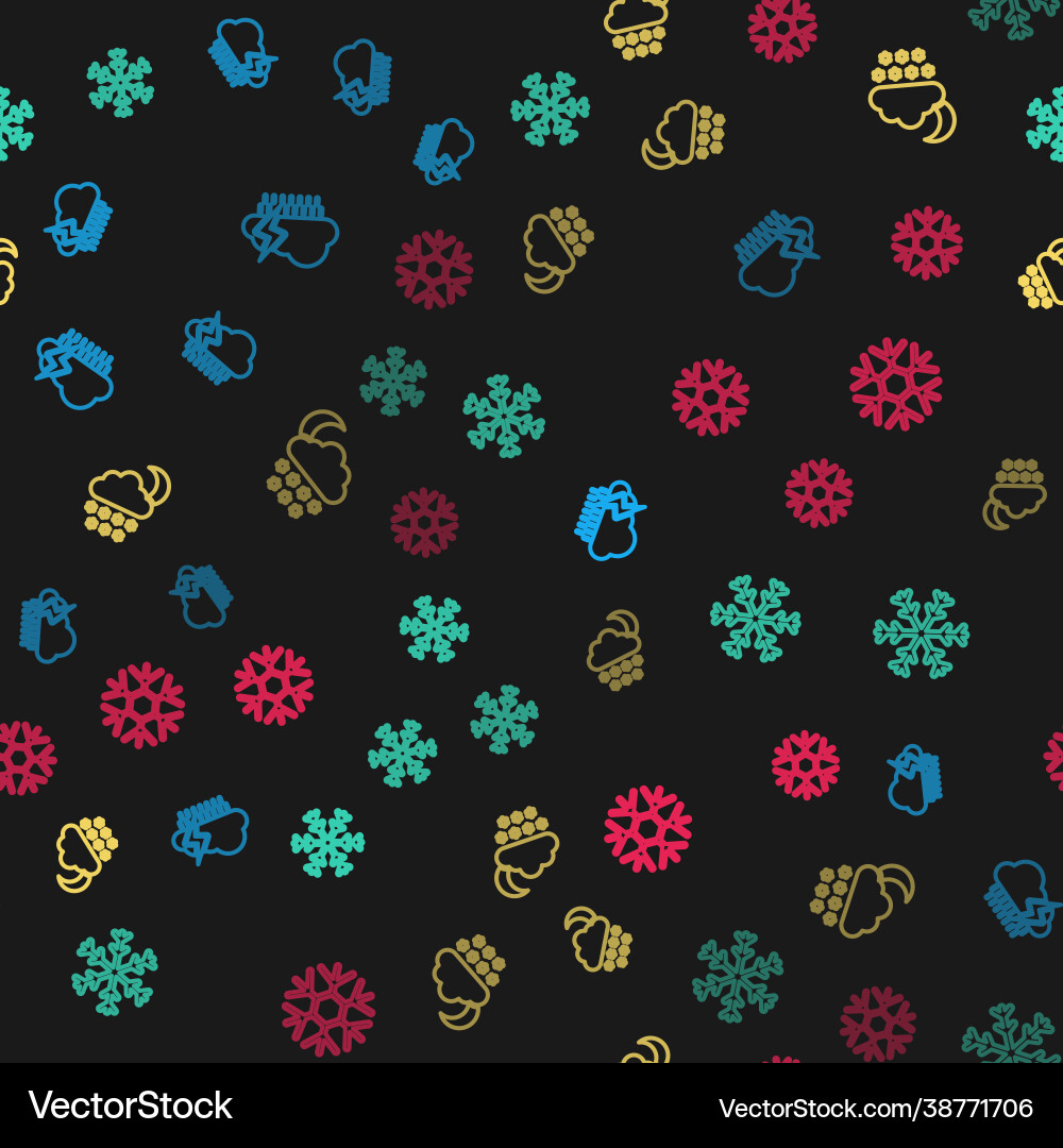 Set line cloud with rain and lightning snowflake Set line cloud with rain and lightning snowflake vector image
